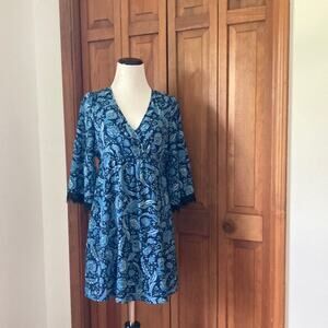 Candie’s Blue Paisley Chiffon Pullover Dress, Size S